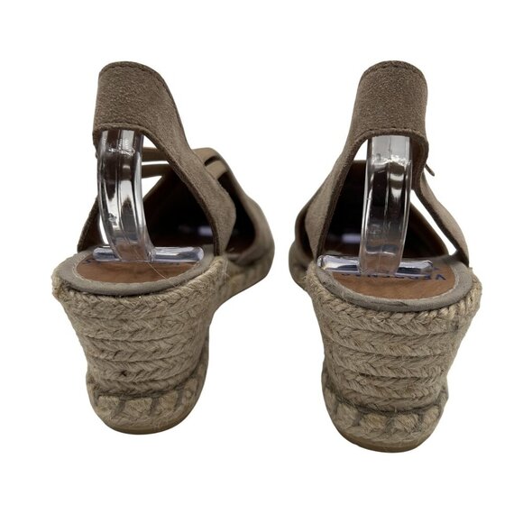 Verbenas Women 9 Tan Suede Piedra Wedge Espadrille Sandals Cap Toe Made In Spain - Picture 5 of 14